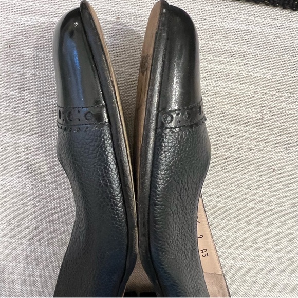 Salvatore Ferragamo Navy Cap Toe Leather Loafer Heels 9A - Picture 10 of 13